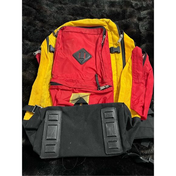 Stylish Red and Yellow Women's Backpack - Picture 1 of 7